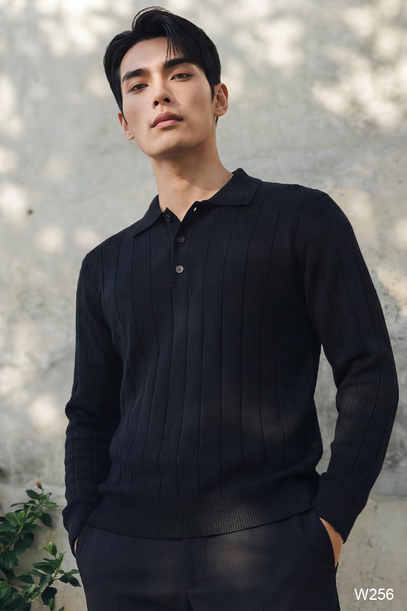 Áo len polo nam Santino màu đen | W256